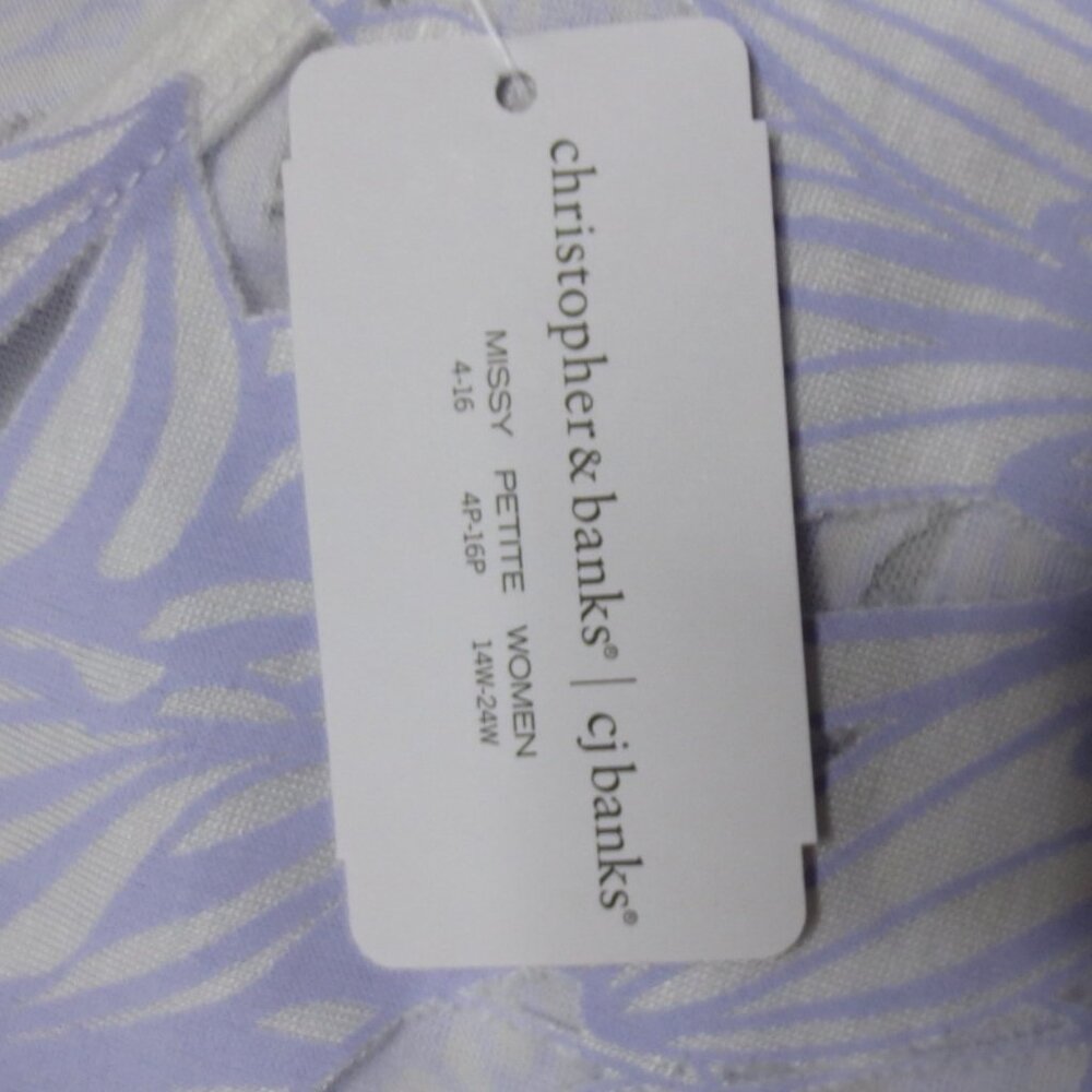 NWT CHRISTOPER & BANKS womens BLOUSE shirt WHITE lavender PURPLE sheer SIZE XL - Picture 4 of 10